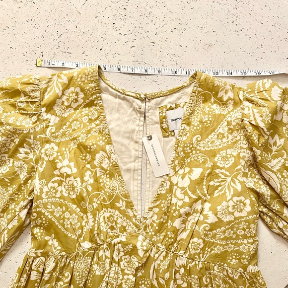 Maeve by Anthropologie long sleeve V-neck ruffle Mini dress Medium summer dress - Picture 9 of 14